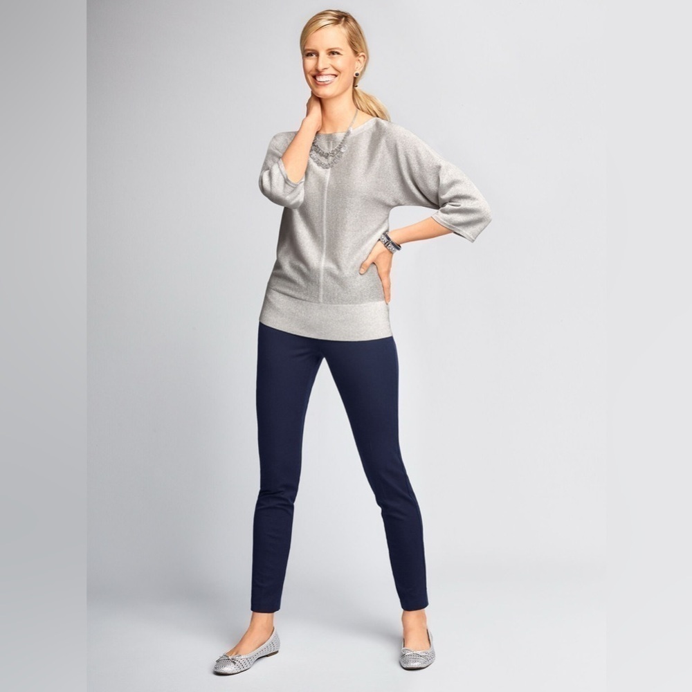 TALBOTS - Dolman-Sleeve Sweater in Silver Shimmer. Small